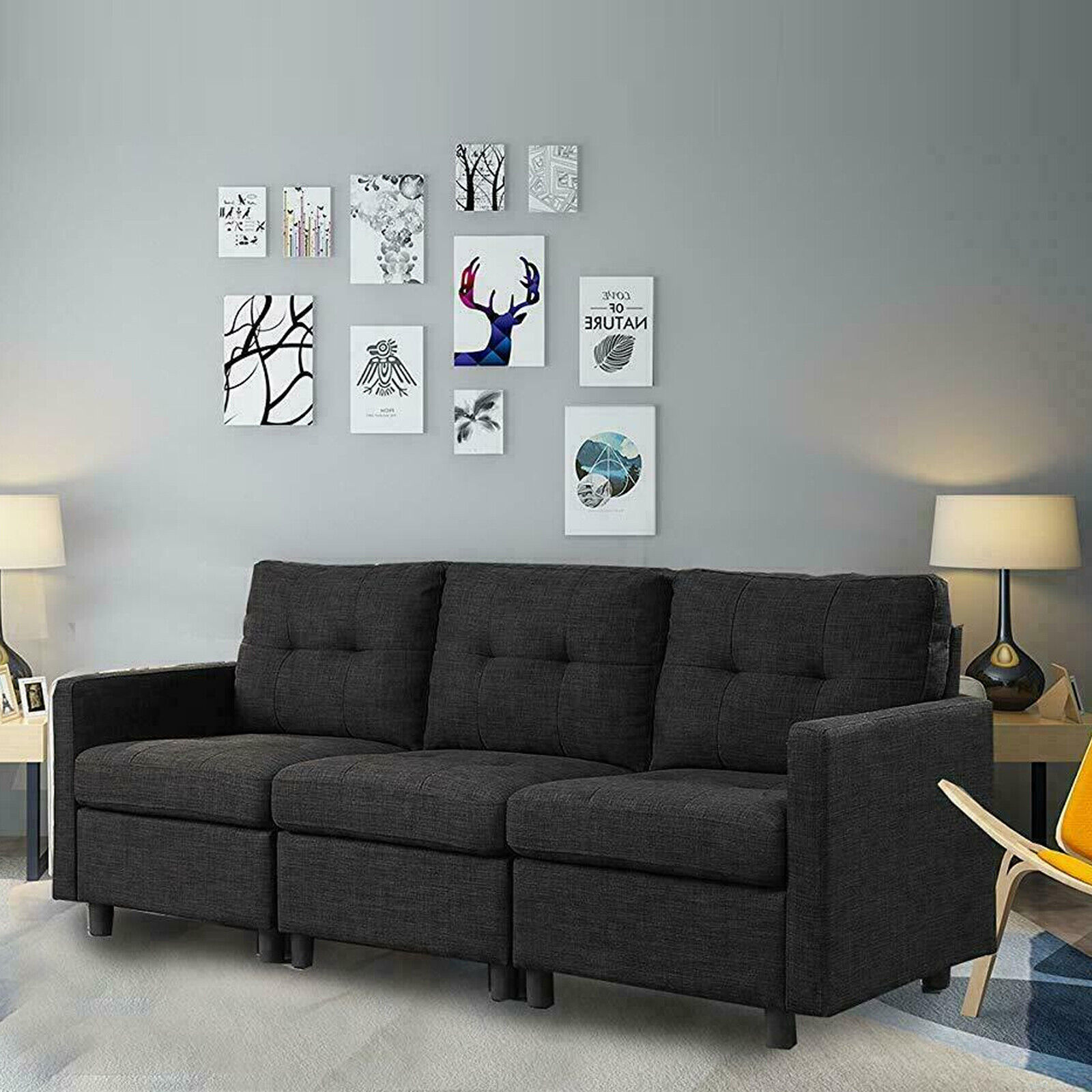 Modern Microsuede Reversible Sectional Sofa Set