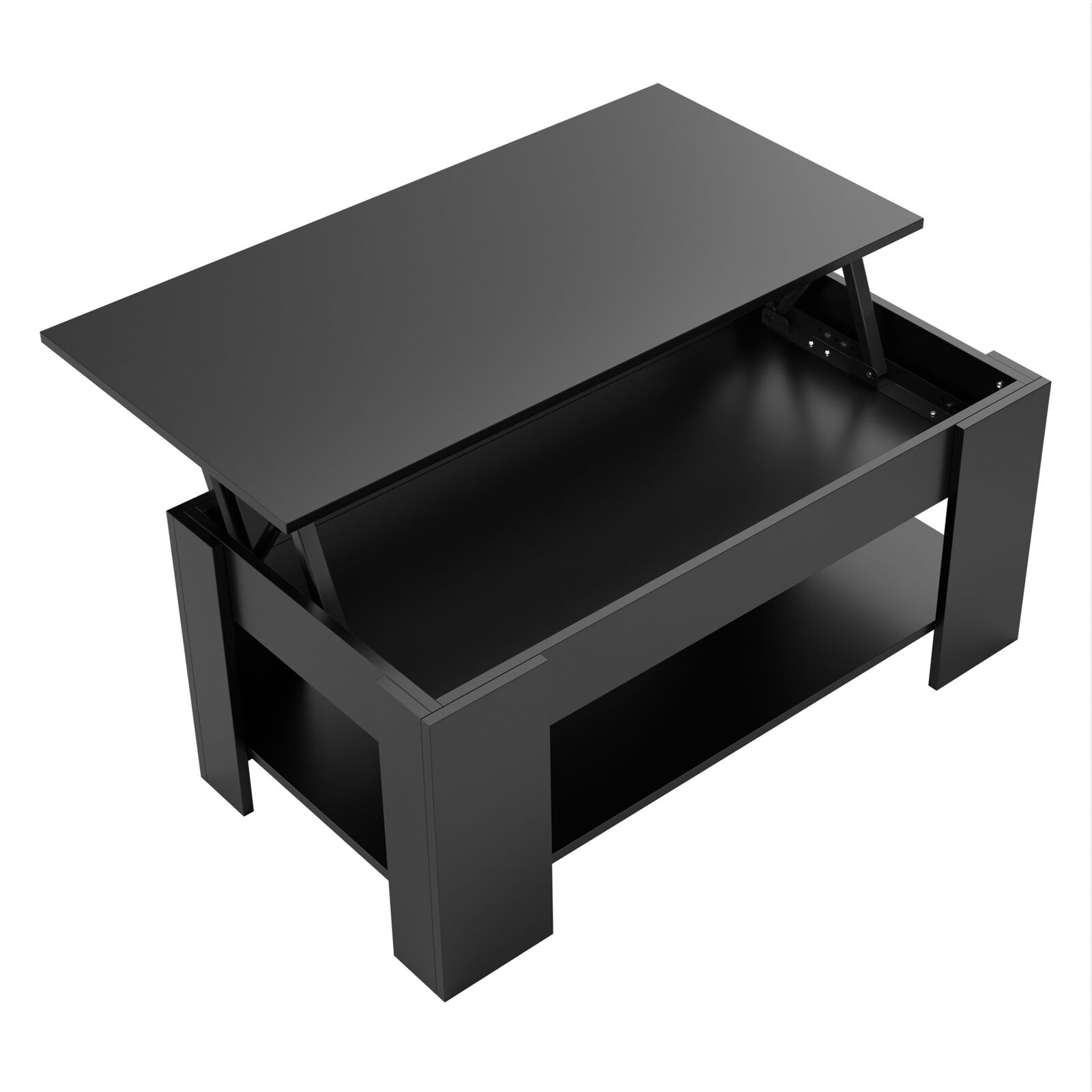 Black Lift Top Coffee Table with Hidden Storage Shelf