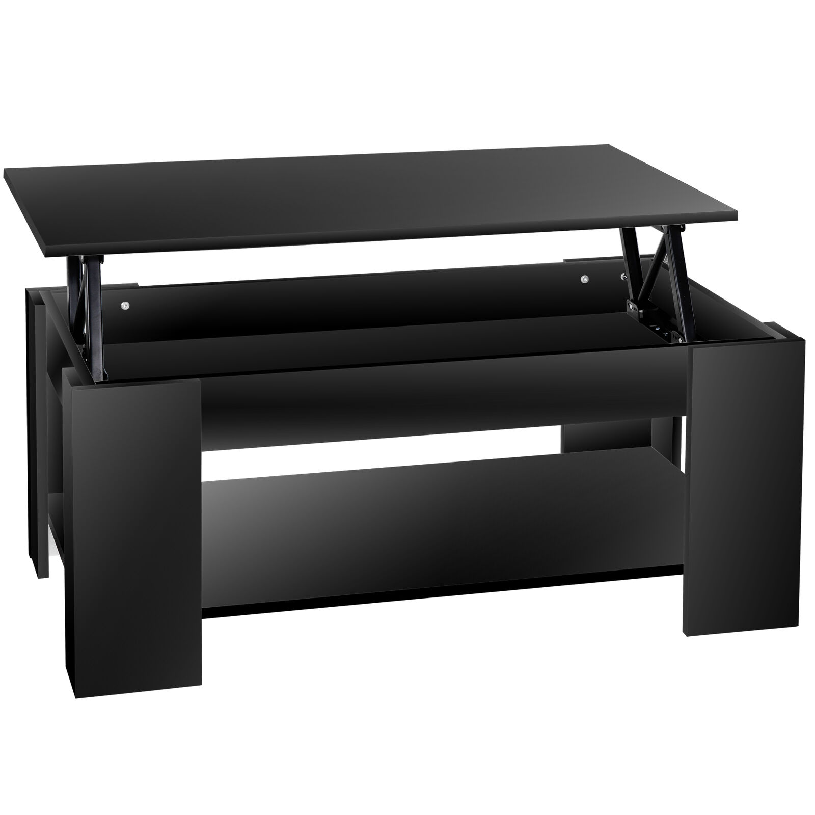 Black Lift Top Coffee Table with Hidden Storage Shelf