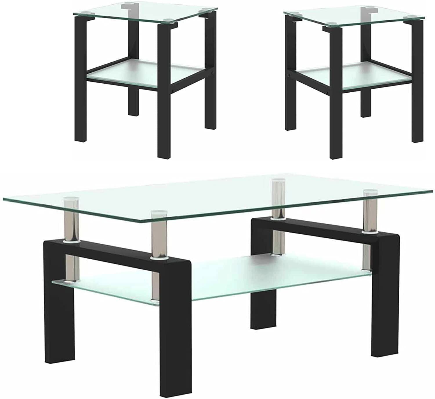 Glass Coffee and End Table Set