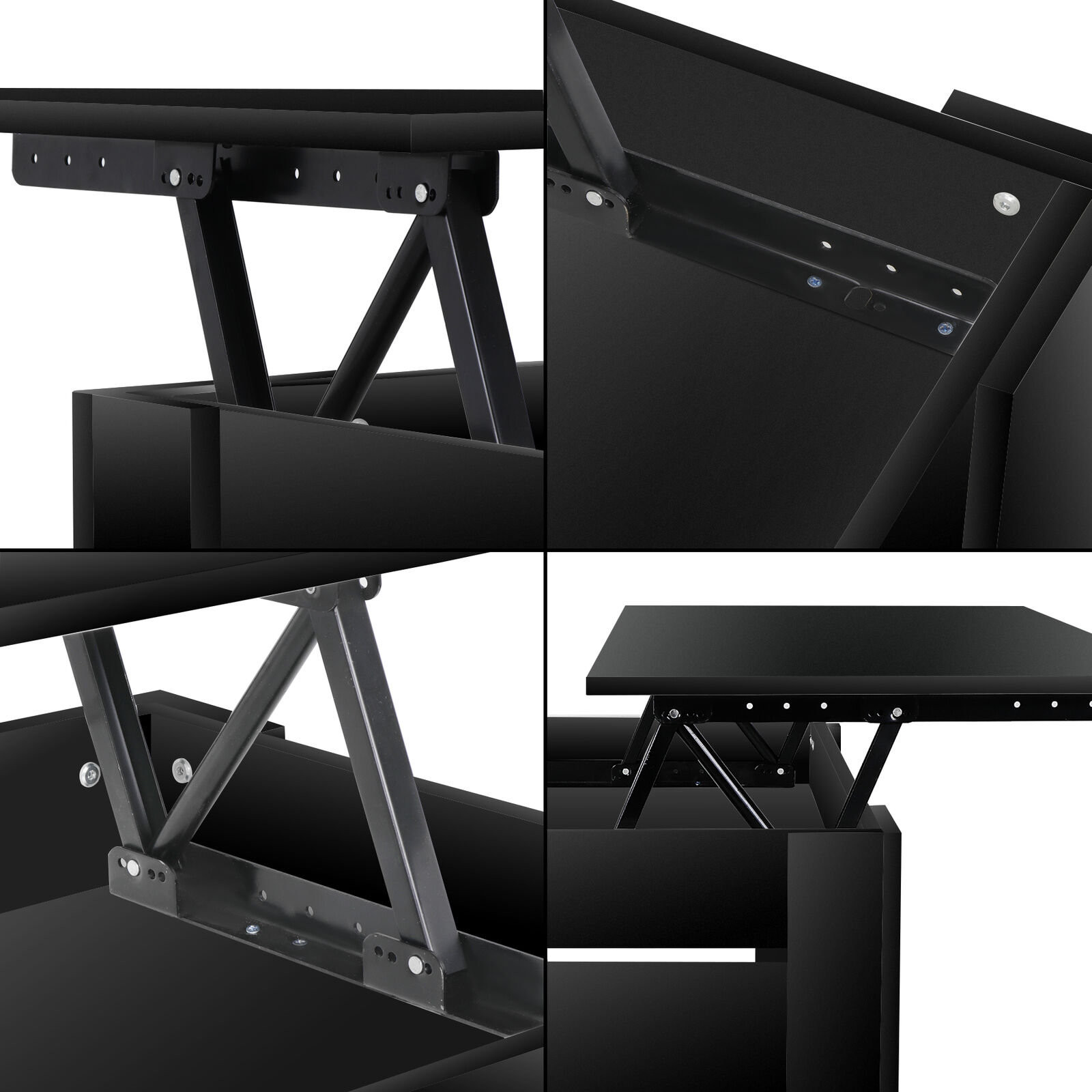 Black Lift Top Coffee Table with Hidden Storage Shelf