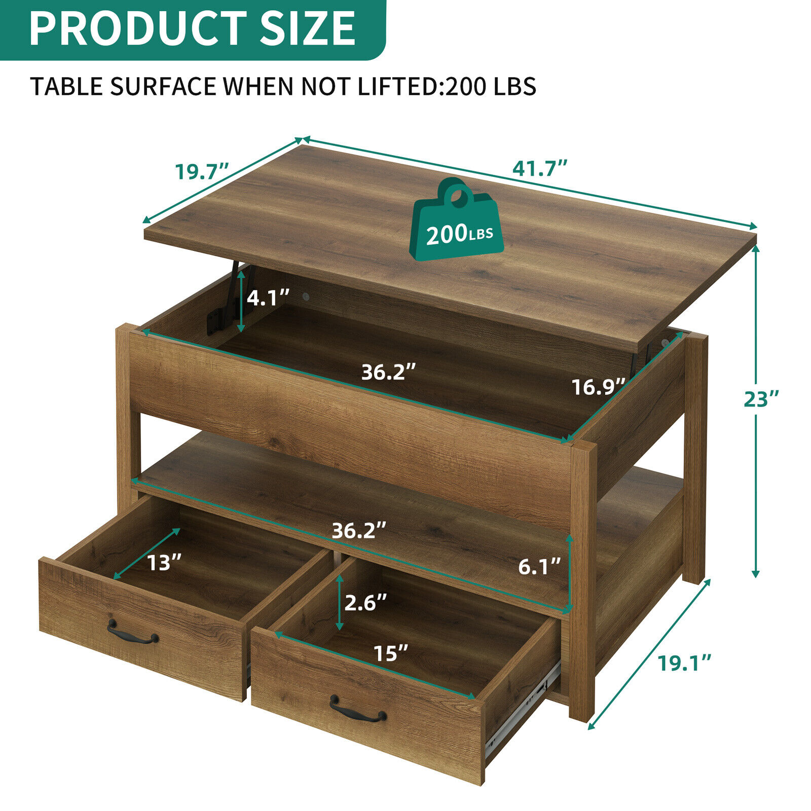 Coffee Table with Hidden Compartment and Storage Shelves