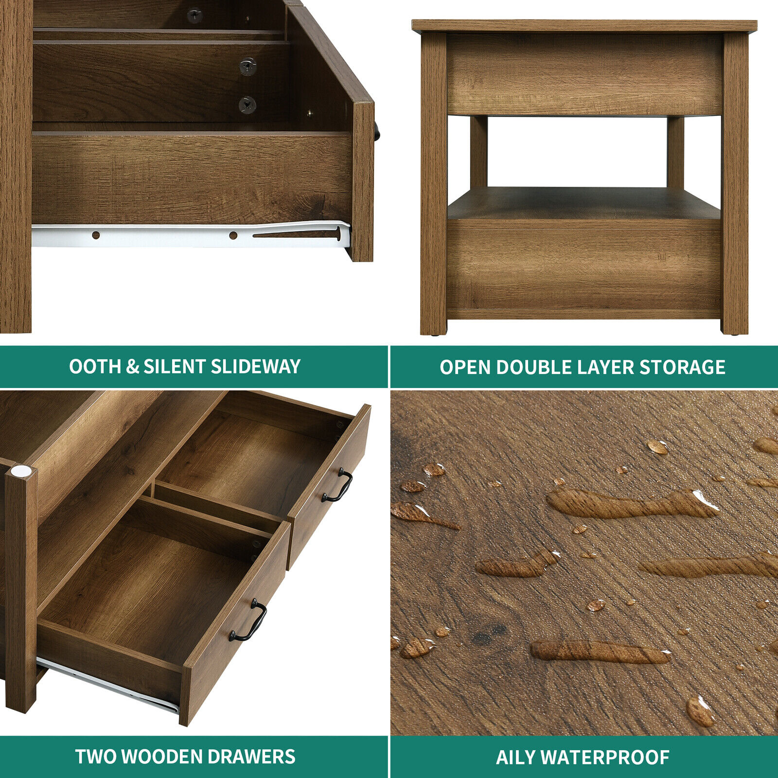 Coffee Table with Hidden Compartment and Storage Shelves