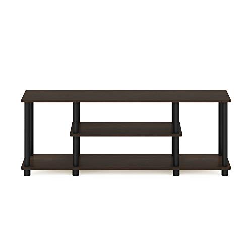 Furinno Turn-N-Tube No Tools 3D 3-Tier Entertainment TV Stand up to 50 inch TV, Round Tubes, Dark Brown / Black