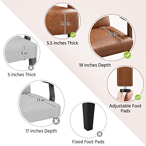 Mid-Century Leather Accent Chair with Solid Wood Legs