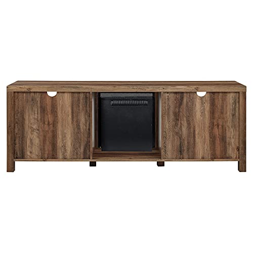 Walker Edison Calgary Industrial Farmhouse X-Drawer Metal Mesh and Wood Fireplace TV Stand for TVs up to 80 Inches, 70 Inch, Rustic Oak