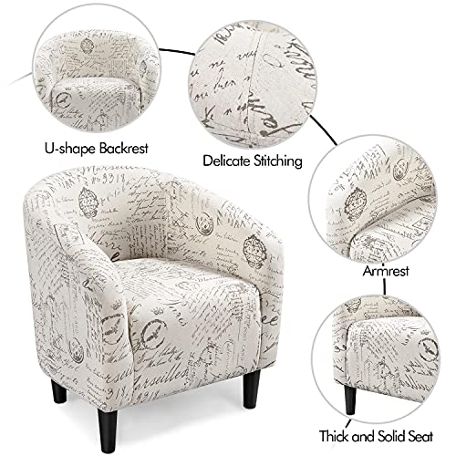 Yaheetech Living Room Chair, Club Chair with Ottoman Set, Modern Accent Arm Chair with Foot Rest, Upholstered Accent Chair Recliner for Living Room Bedroom Letter Print
