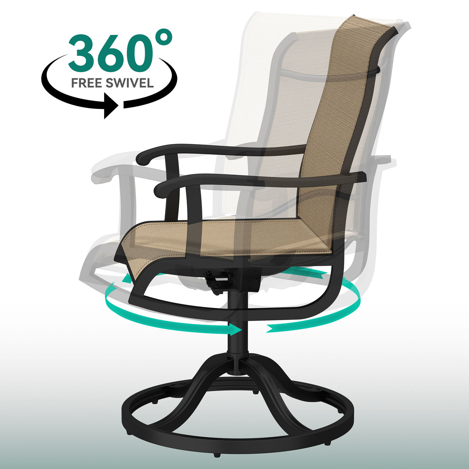 Outdoor Patio Dining Table Set with Swivel Chairs