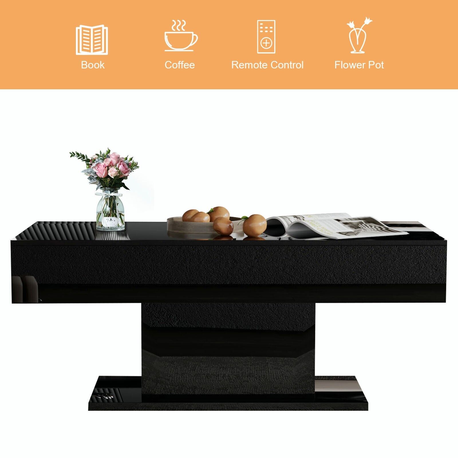 LED Coffee Table - Modern High Gloss Center