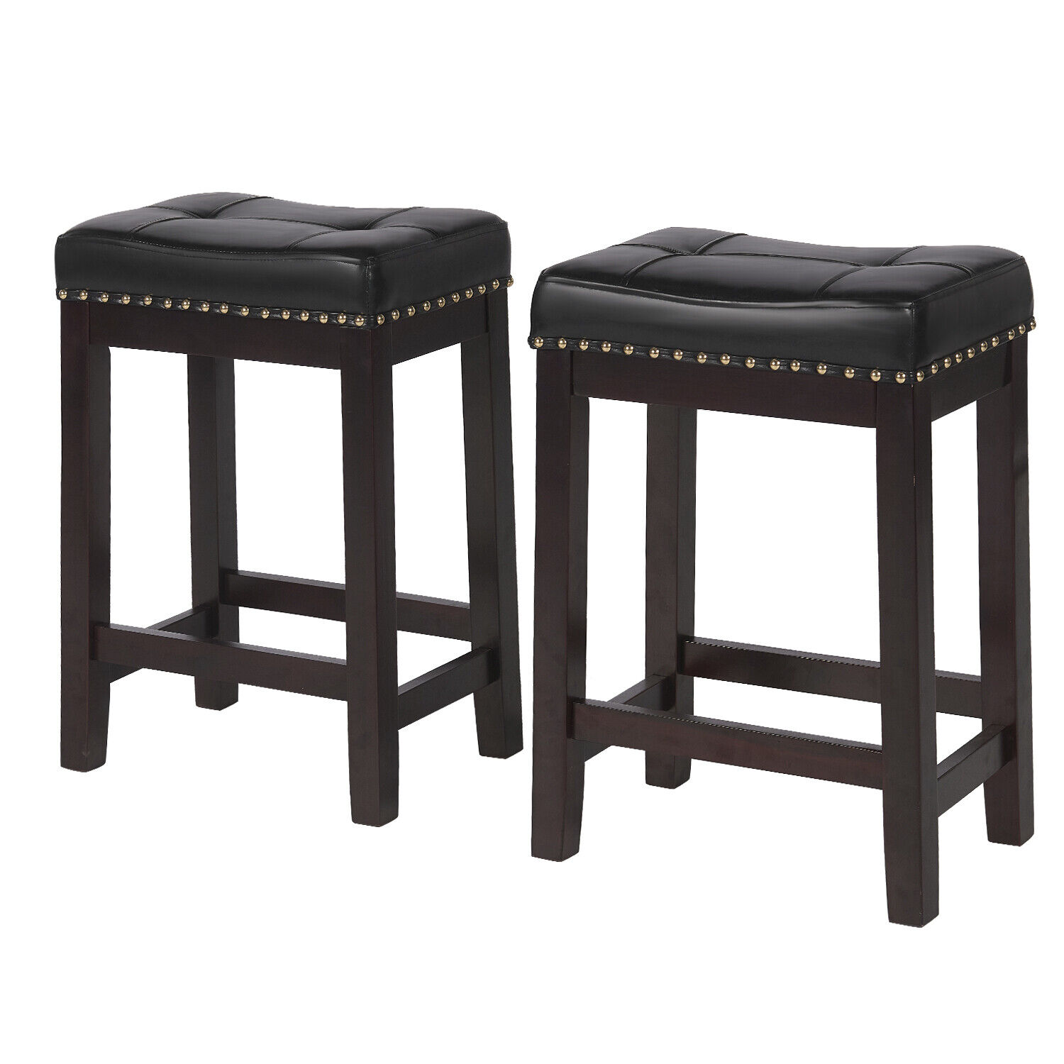 Bar Stools Set of 2 of PU Leather for Kitchen Counter Solid Stool 24"/29" Height