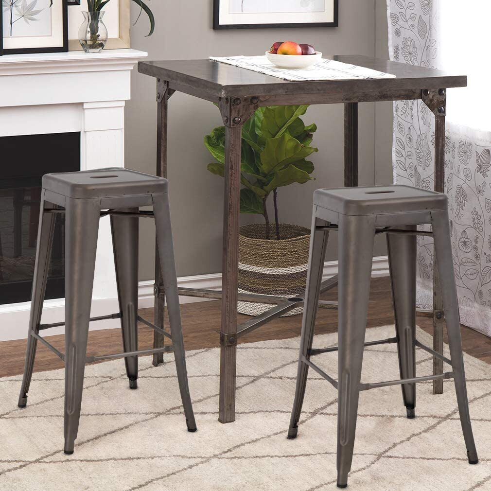 Counter Height Bar Stools Set 4 Stackable Barstools