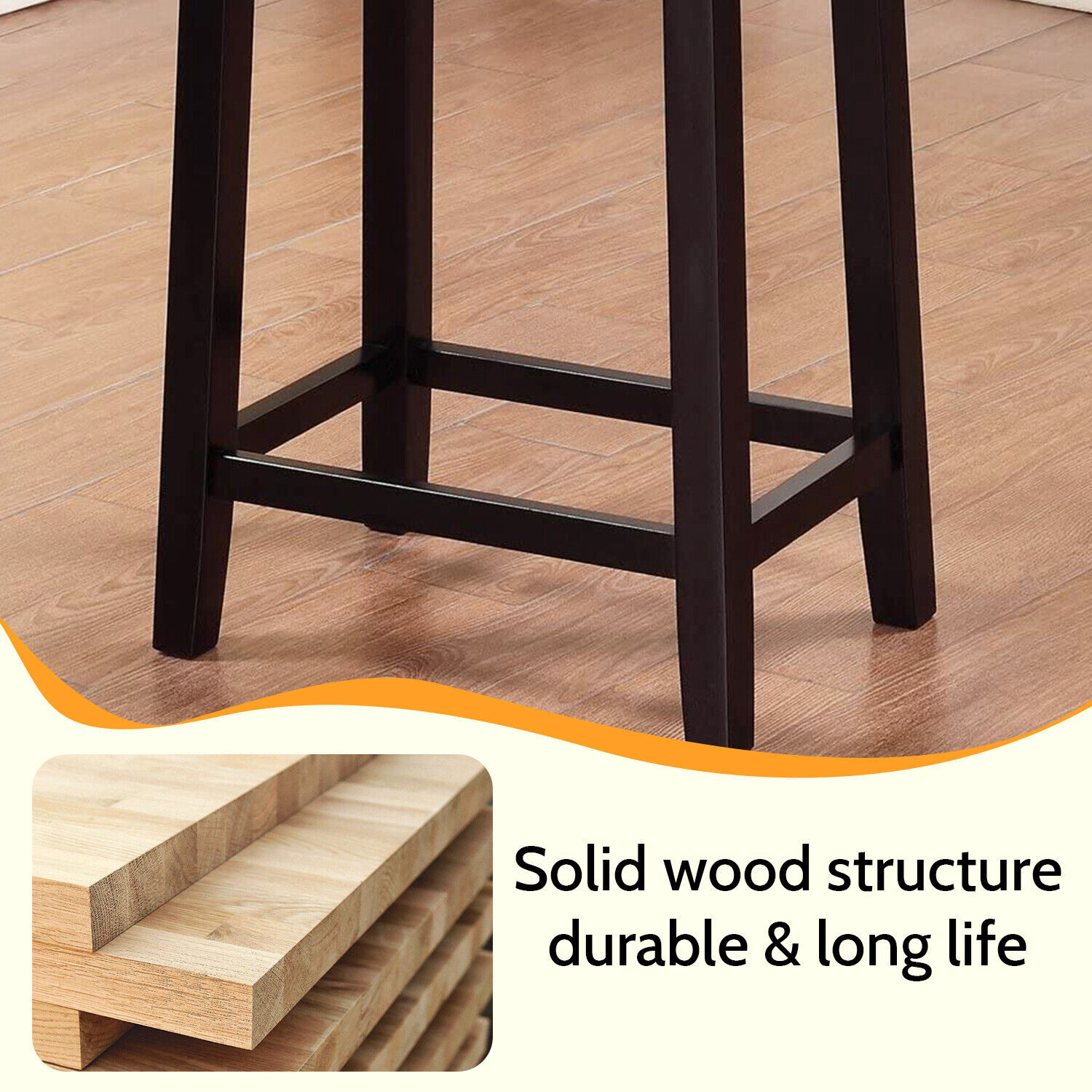 Bar Stools Set of 2 of PU Leather for Kitchen Counter Solid Stool 24"/29" Height