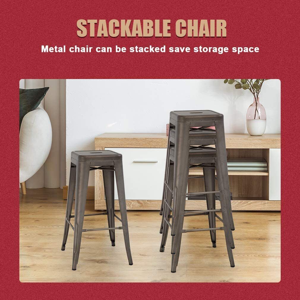 Counter Height Bar Stools Set 4 Stackable Barstools