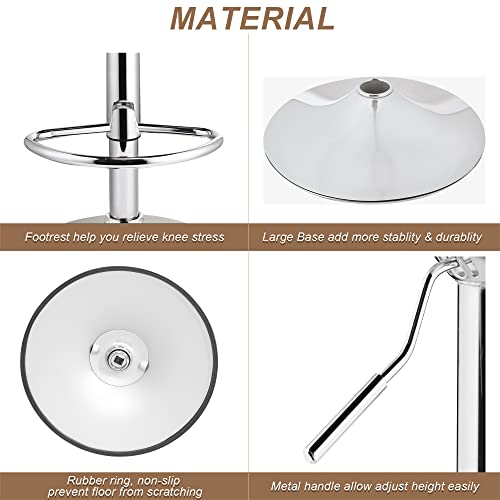 VECELO Bar Stools Set of 2, Adjustable Barstools, Counter Height Stools with Back and Arm, Kitchen Island Stools, Swivel PU Leather Chairs for Pub, Dining Room Living Room, Modern Style, White