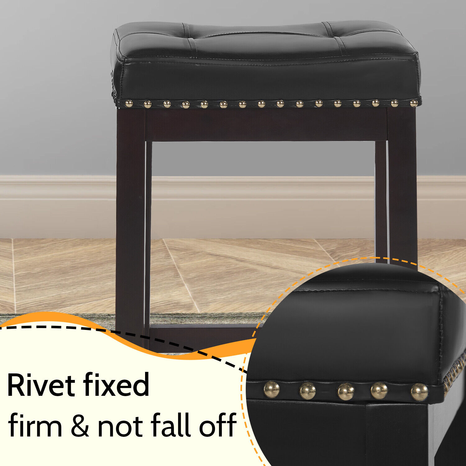 Bar Stools Set of 2 of PU Leather for Kitchen Counter Solid Stool 24"/29" Height