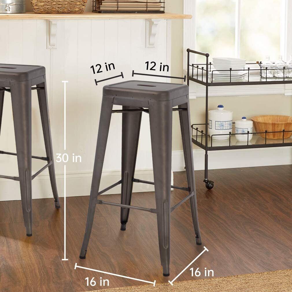 Counter Height Bar Stools Set 4 Stackable Barstools