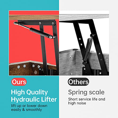 Wooden Lift Top Coffee Table with Hidden Compartment