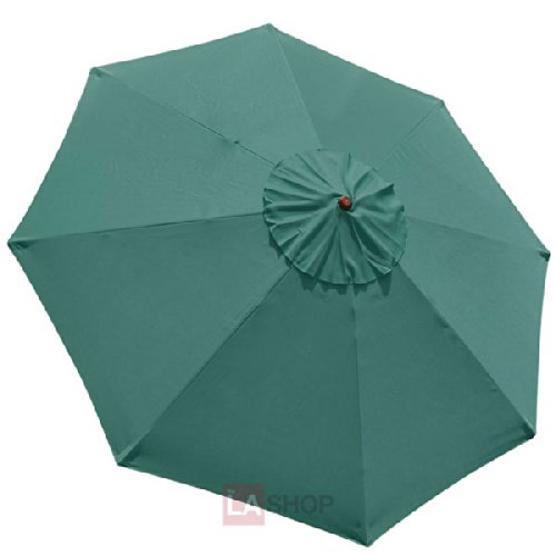 Large 9-foot/ 9’ Ft Anti-fade Green Polyester 8-rib Umbrella Top Replacement Canopy UV Sun Protect Water Resistant for Outdoor Patio Cover Furniture Beach Market