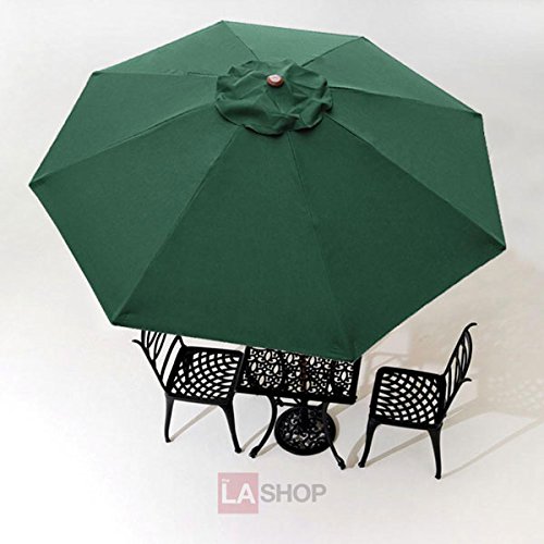 Large 9-foot/ 9’ Ft Anti-fade Green Polyester 8-rib Umbrella Top Replacement Canopy UV Sun Protect Water Resistant for Outdoor Patio Cover Furniture Beach Market