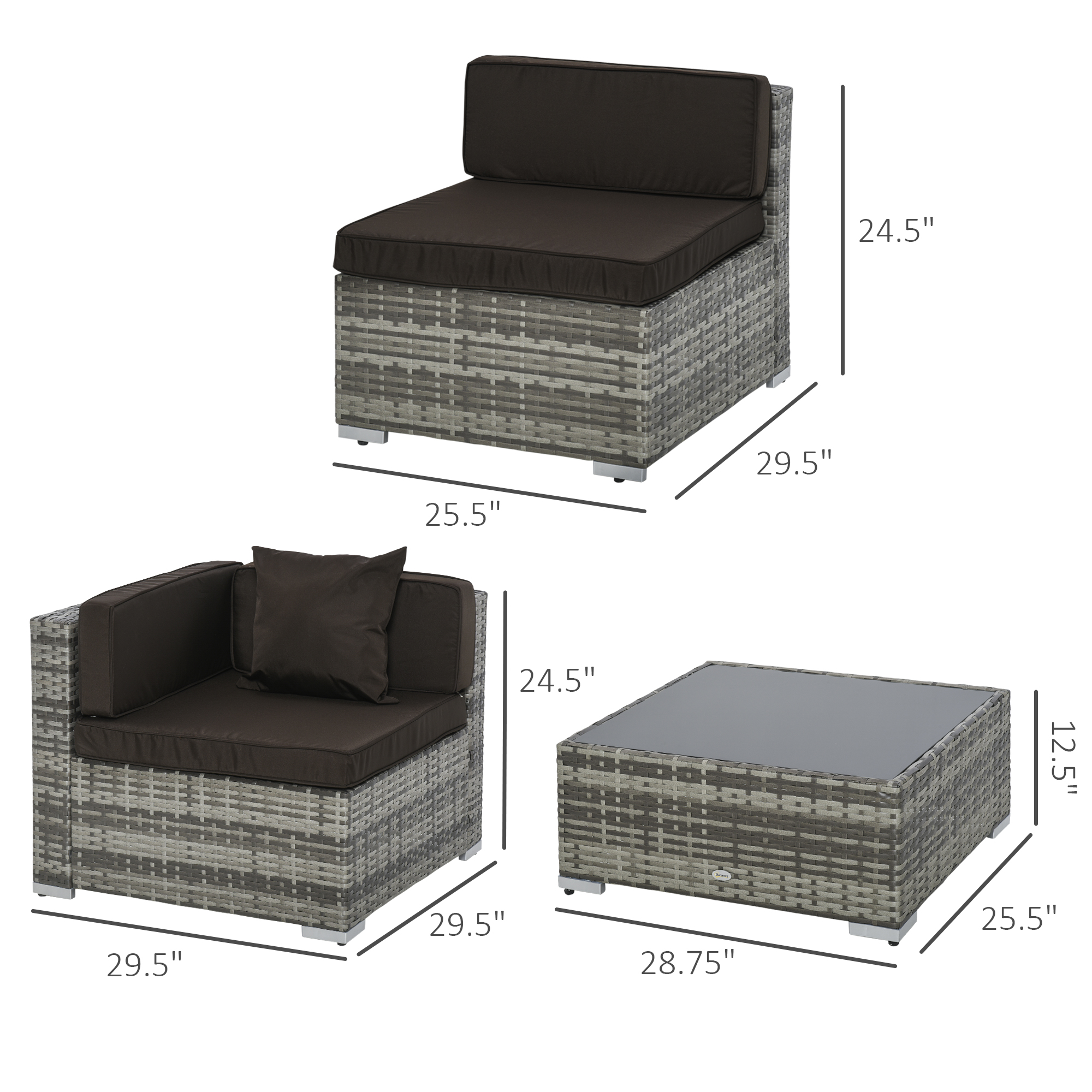 7 PC Wicker Rattan Sofa Outdoor Backyard Seating Conversation Furniture Set