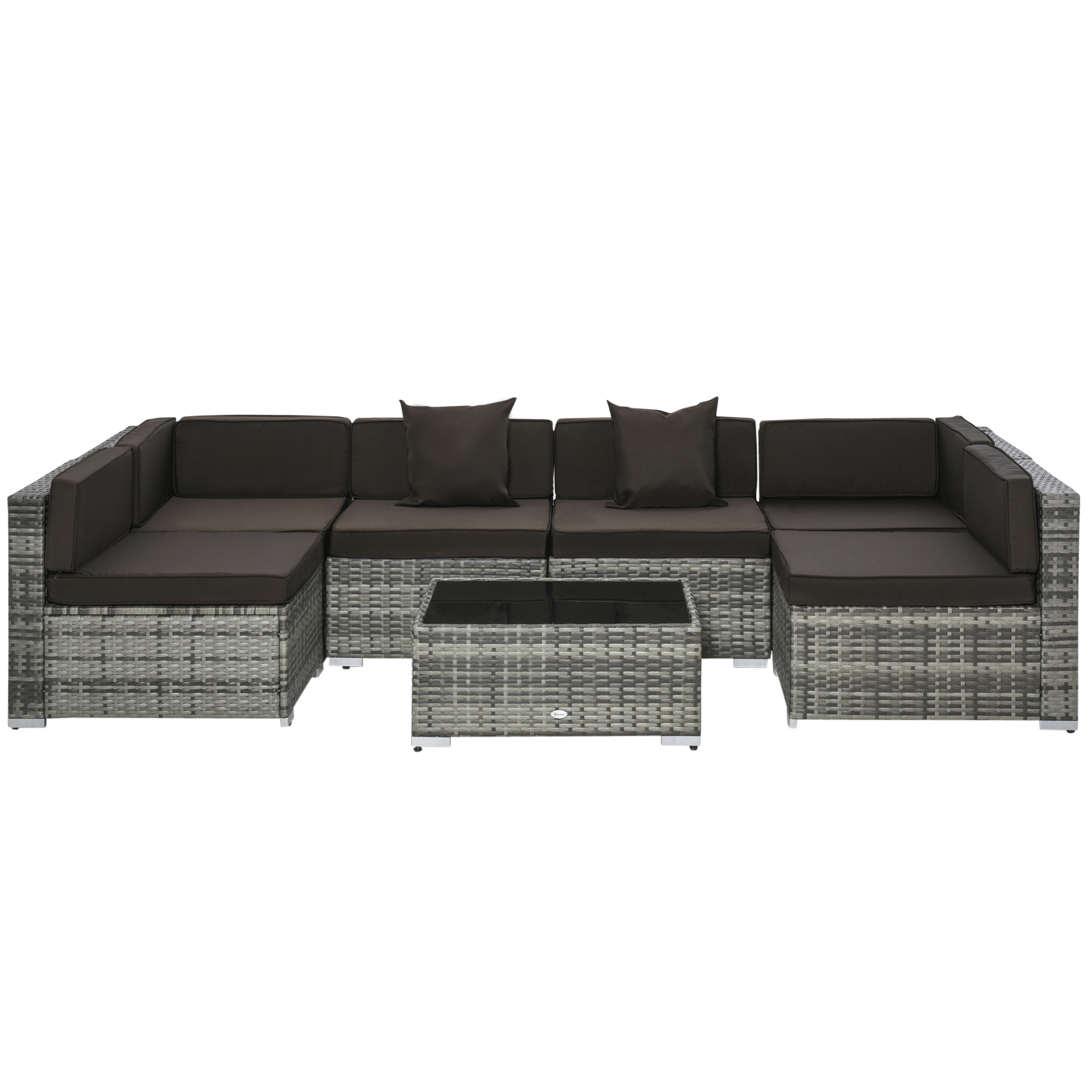 7 PC Wicker Rattan Sofa Outdoor Backyard Seating Conversation Furniture Set