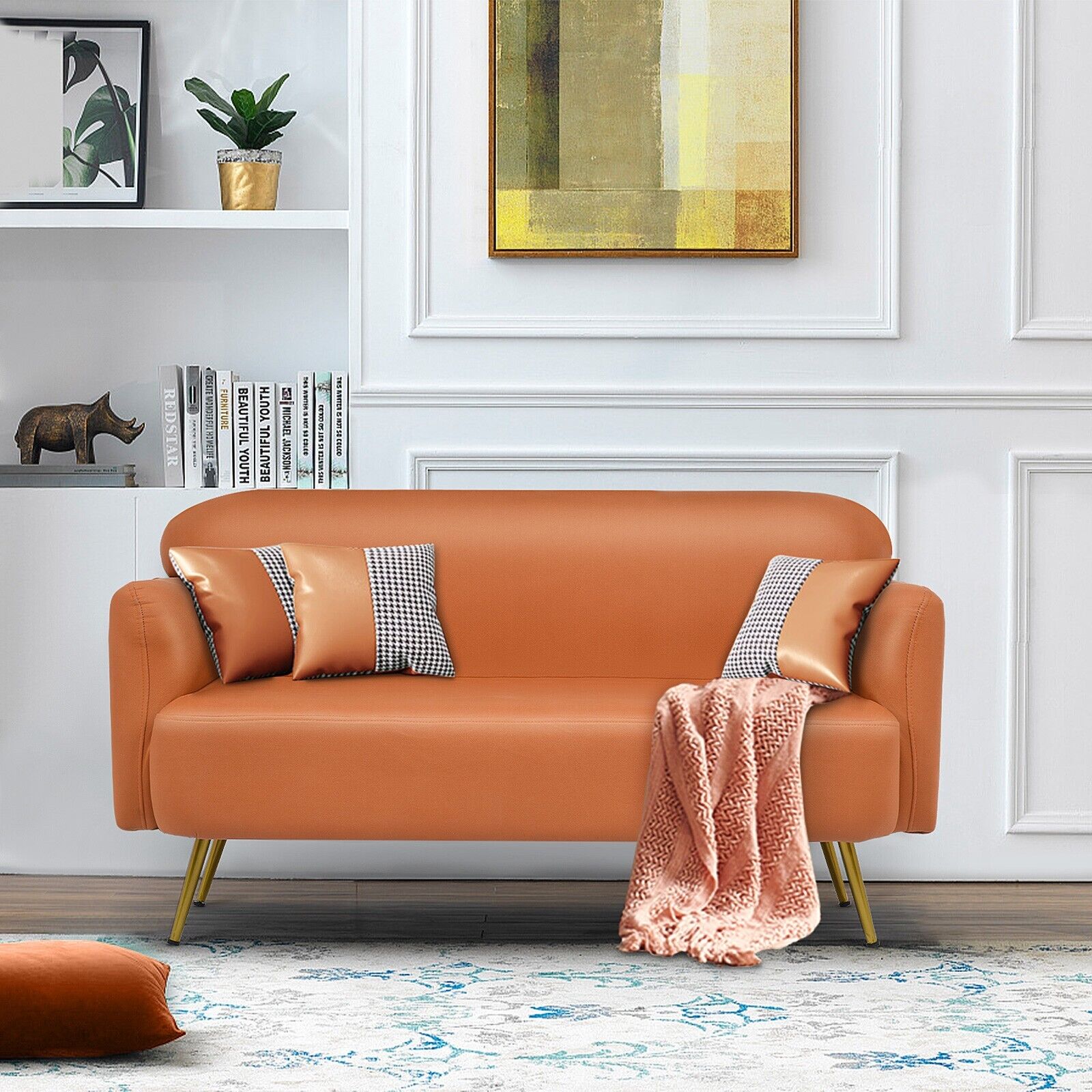 Office Sofa Bed Couches Faux Leather Loveseat