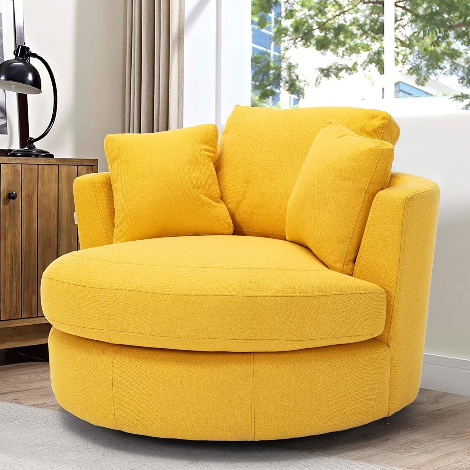 Modern Swivel Barrel Chair for Living Room