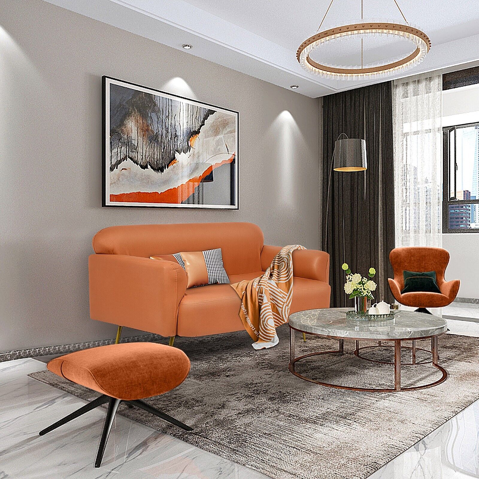 Office Sofa Bed Couches Faux Leather Loveseat