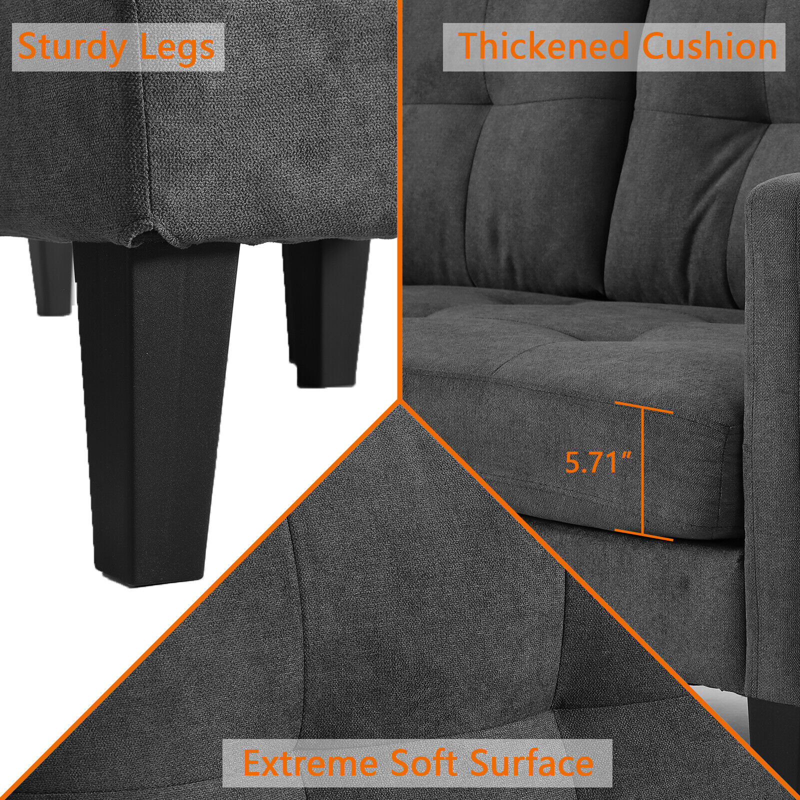 Modern L-Shaped Sectional Sofa Set for Living Room