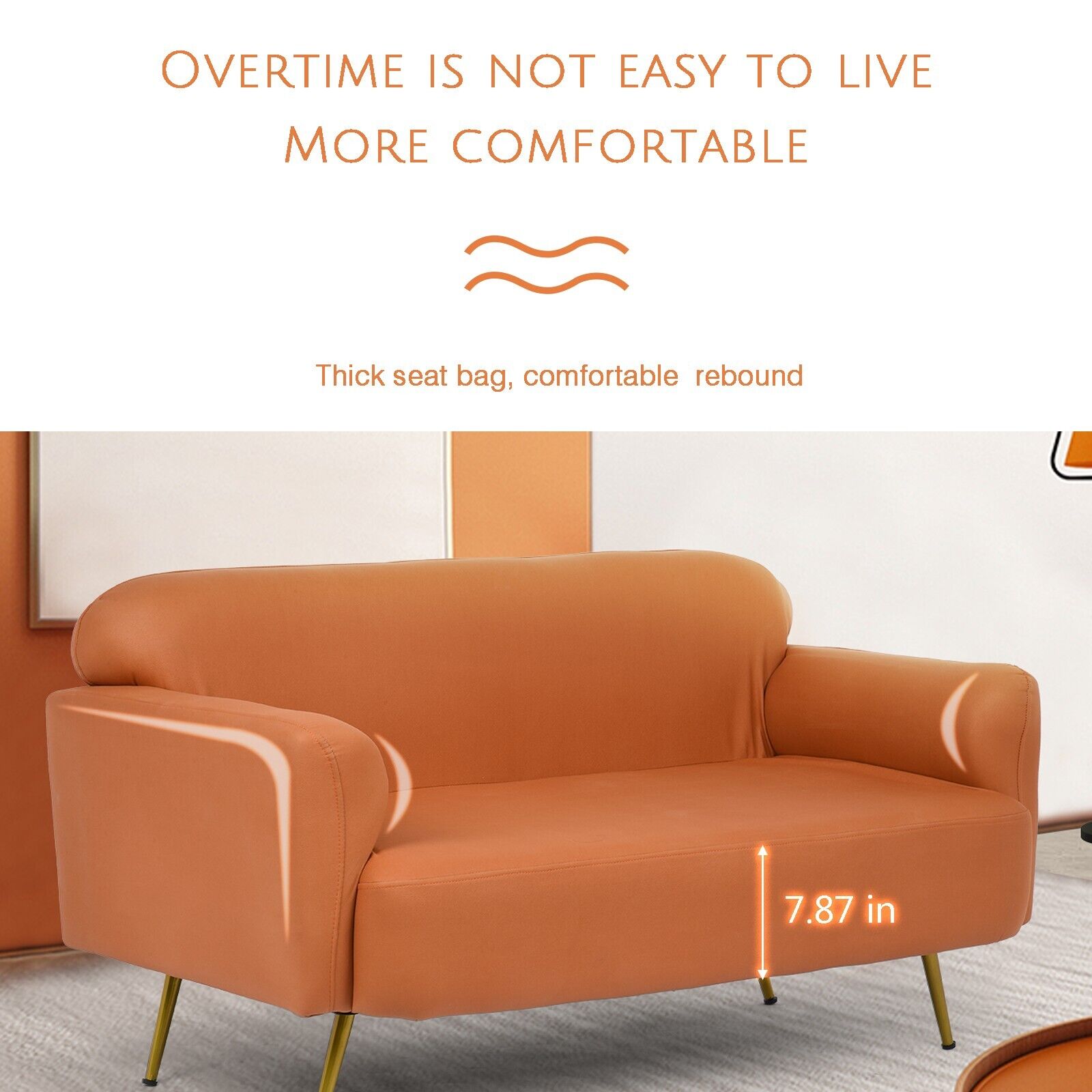 Office Sofa Bed Couches Faux Leather Loveseat