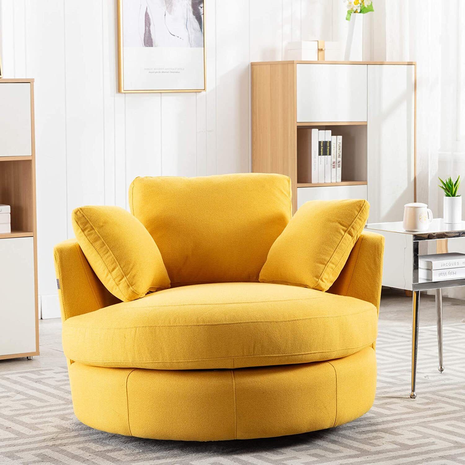 Modern Swivel Barrel Chair for Living Room
