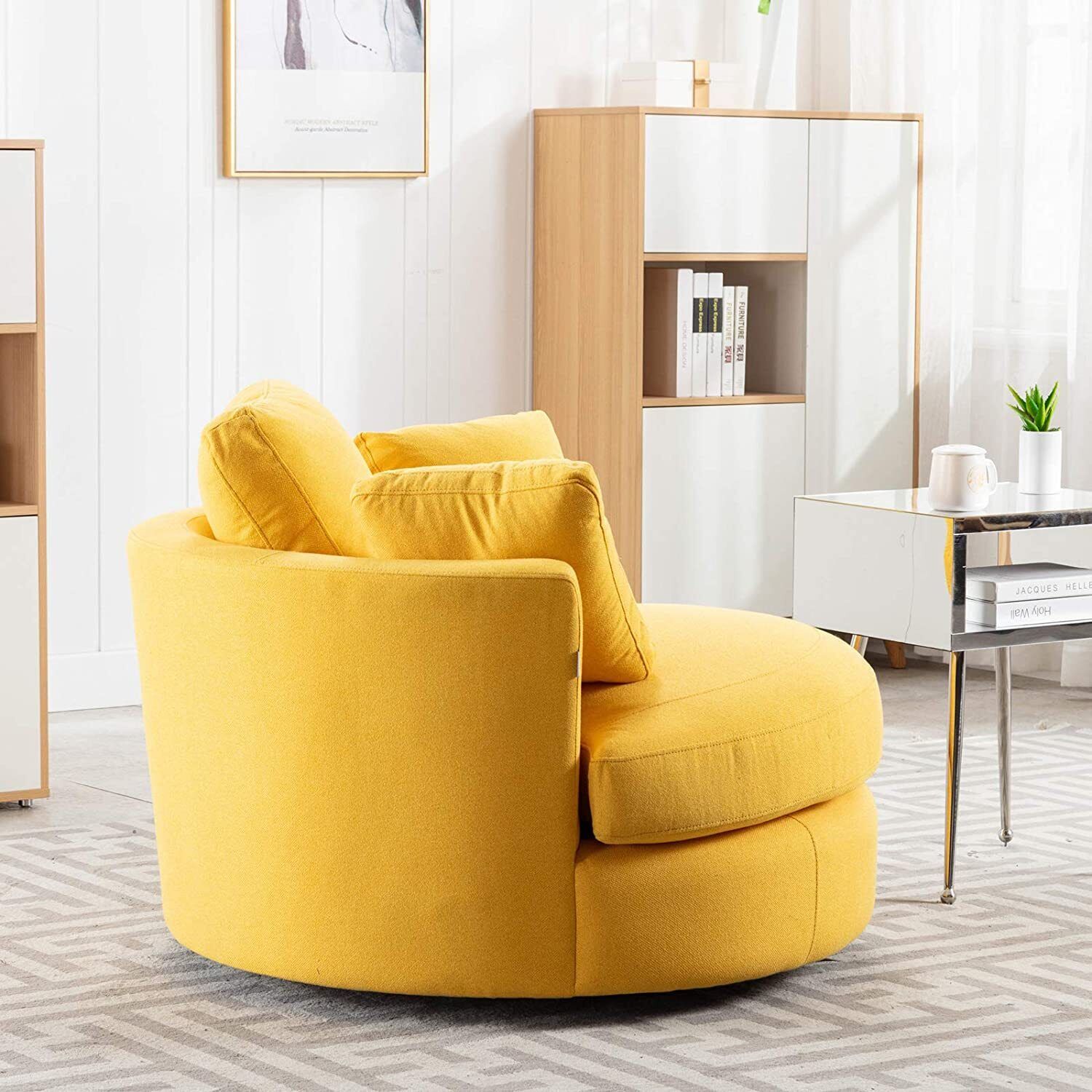 Modern Swivel Barrel Chair for Living Room