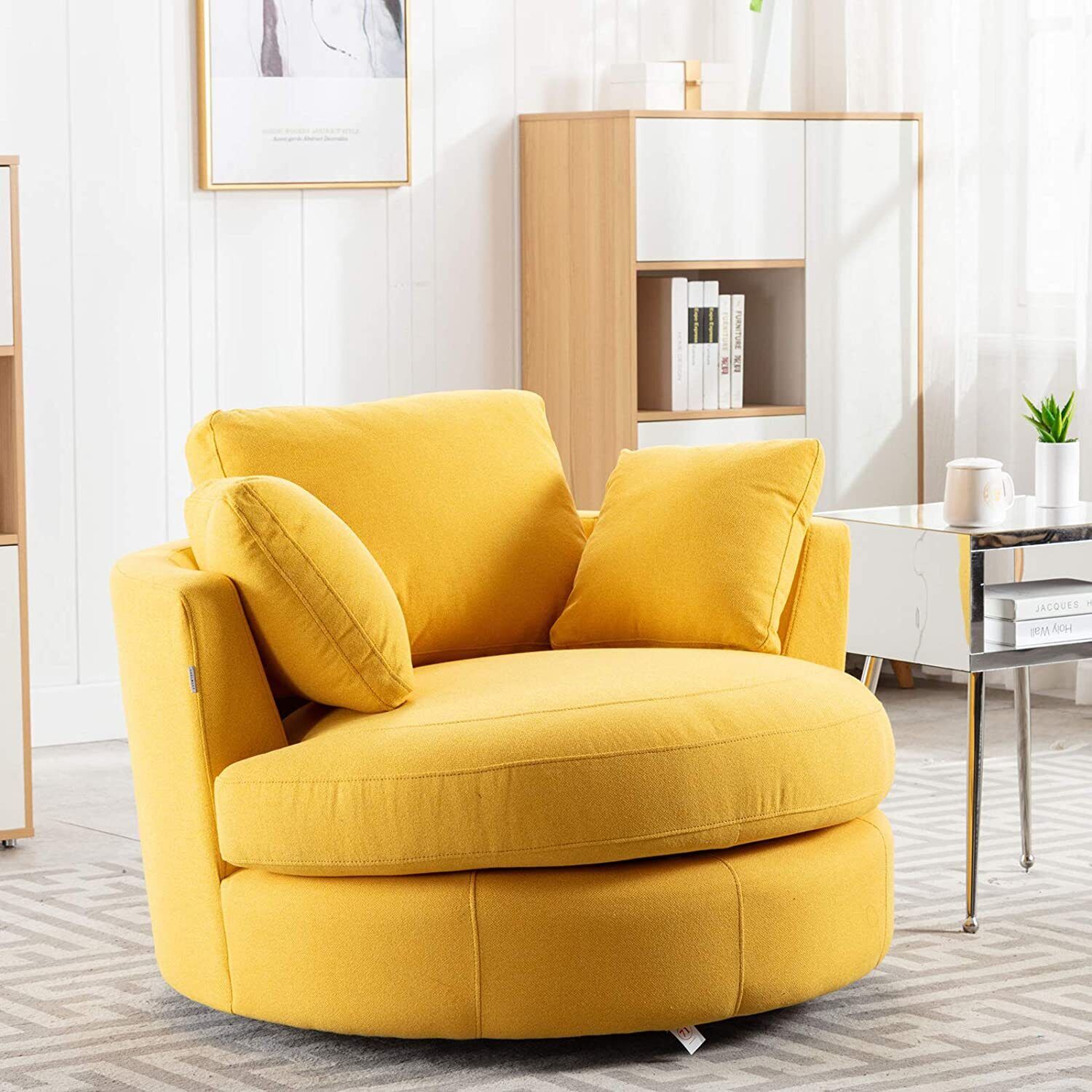 Modern Swivel Barrel Chair for Living Room