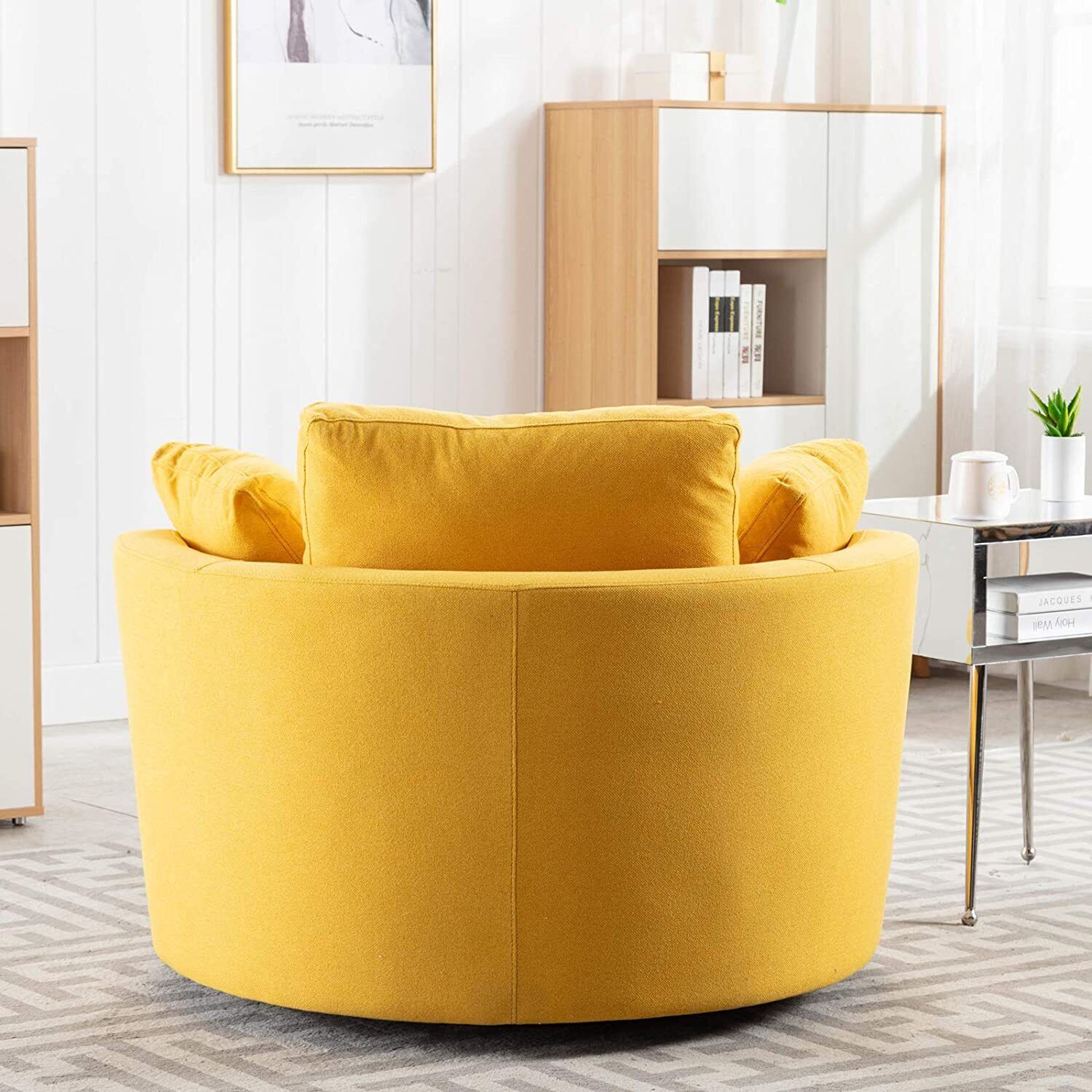 Modern Swivel Barrel Chair for Living Room