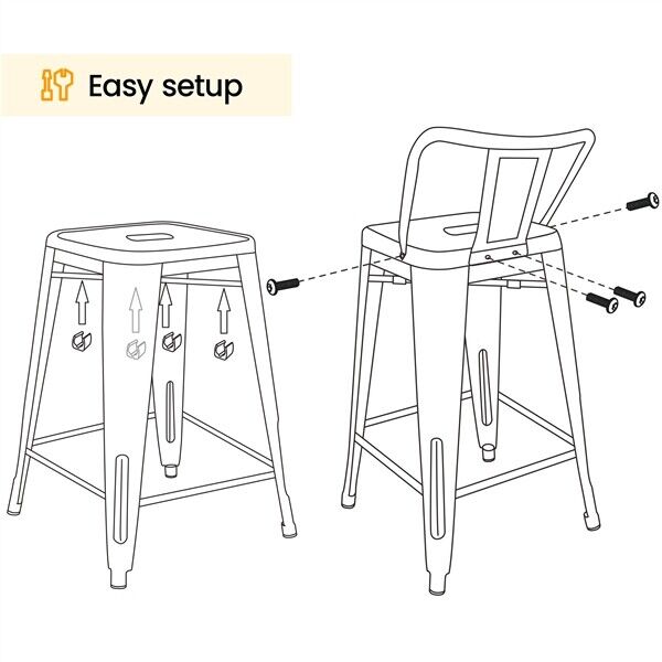 Counter Stools Metal Bar Stools set of 4 Armless Low Back Bar Chairs Matte Black