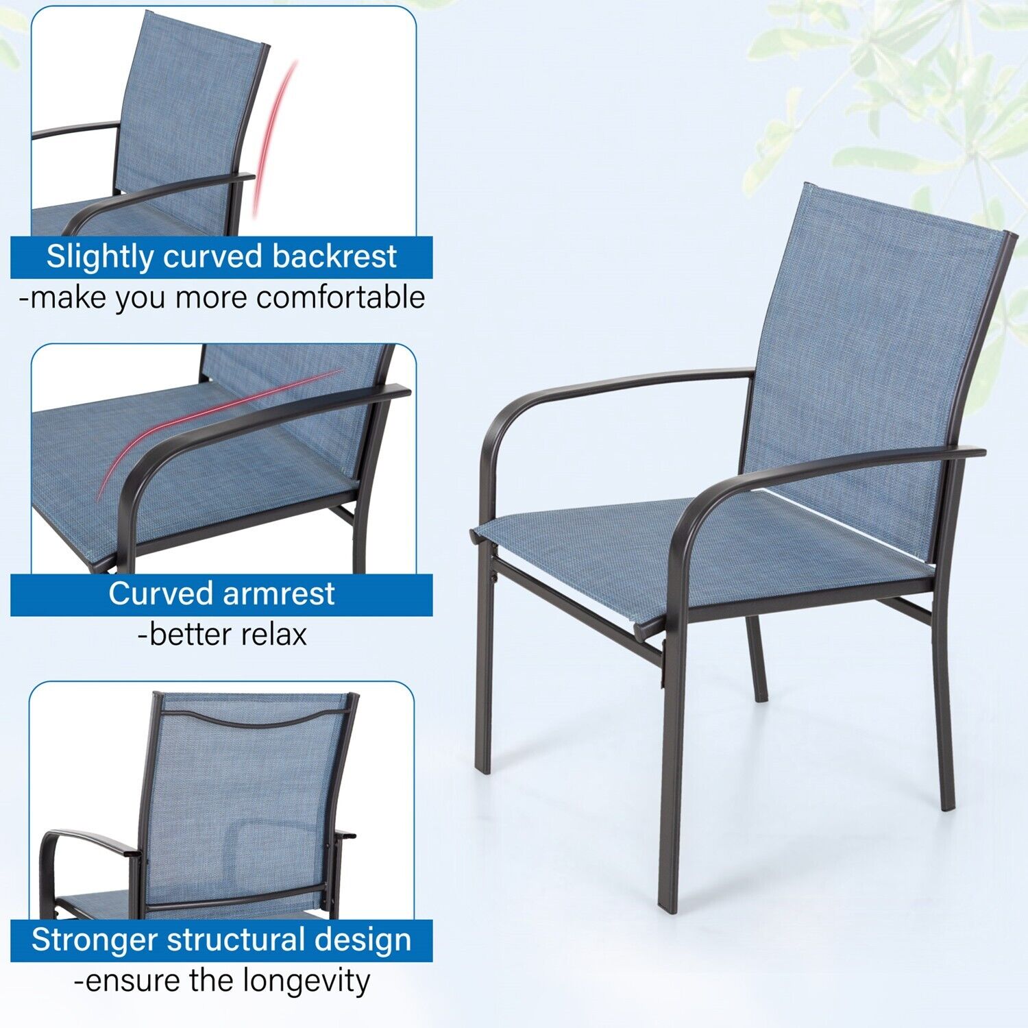 7 Piece Outdoor Patio Dining Set Stackable Chairs