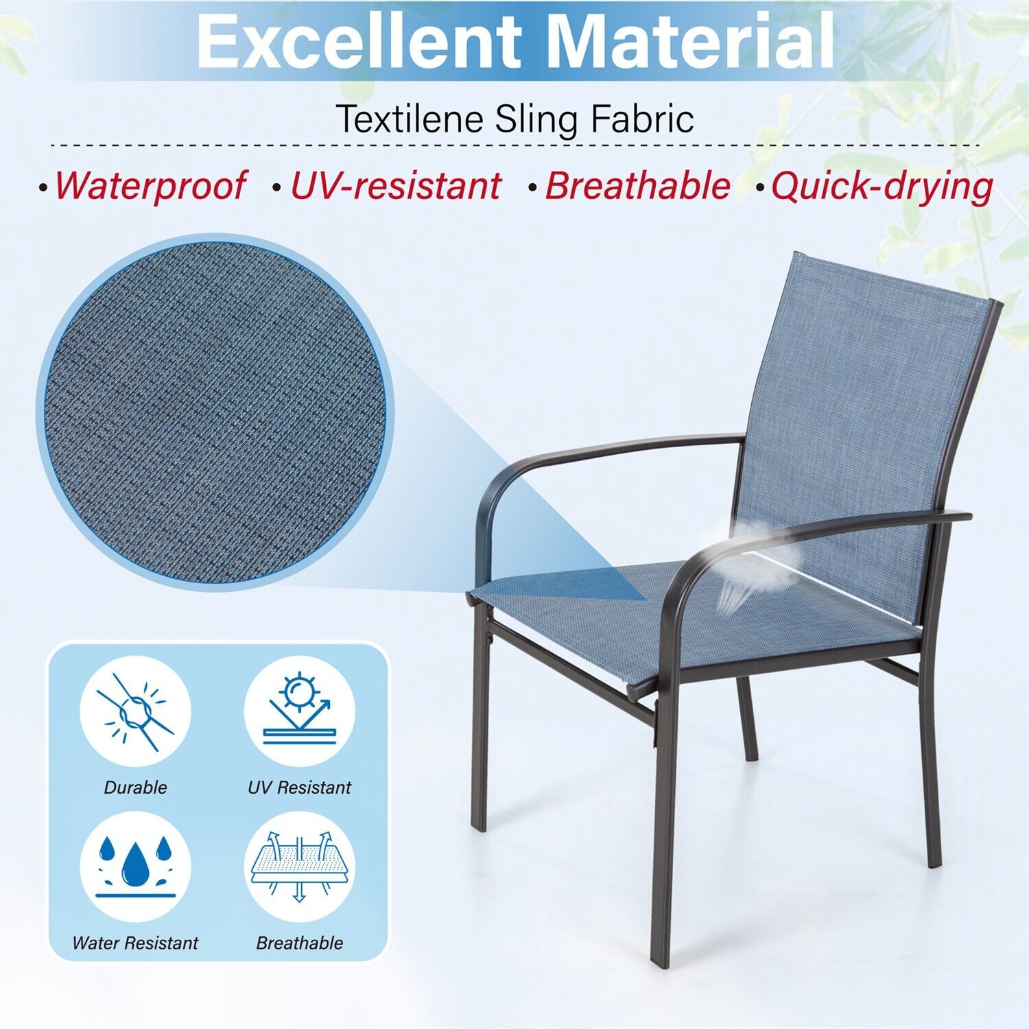 7 Piece Outdoor Patio Dining Set Stackable Chairs