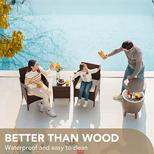 Devoko Patio Furniture Set: Rattan Wicker Chairs with Table