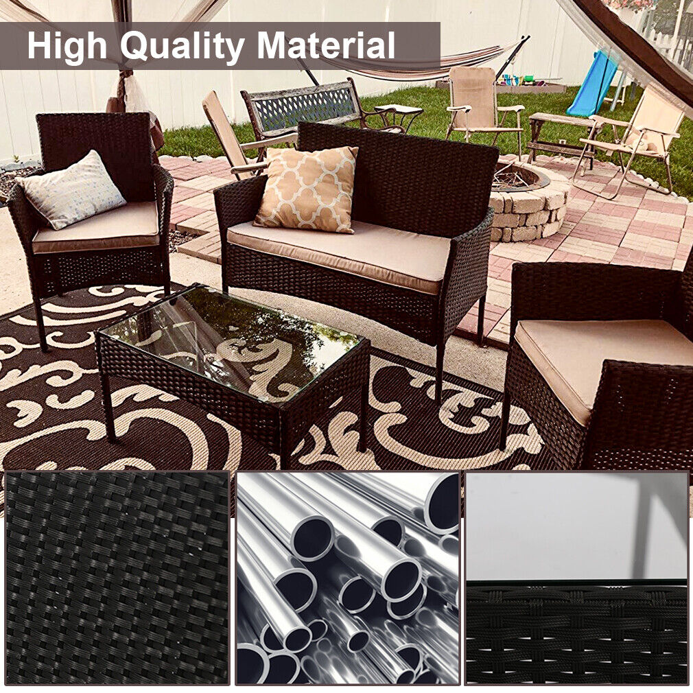4 Pcs Outdoor Wicker Patio Furniture Set
