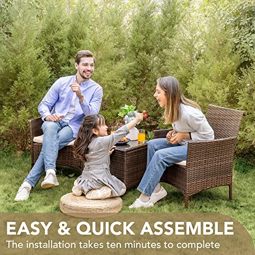 Devoko Patio Furniture Set: Rattan Wicker Chairs with Table