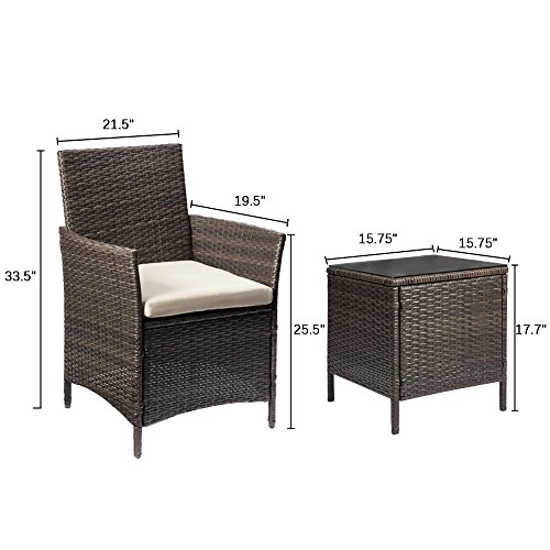 Devoko Patio Furniture Set: Rattan Wicker Chairs with Table