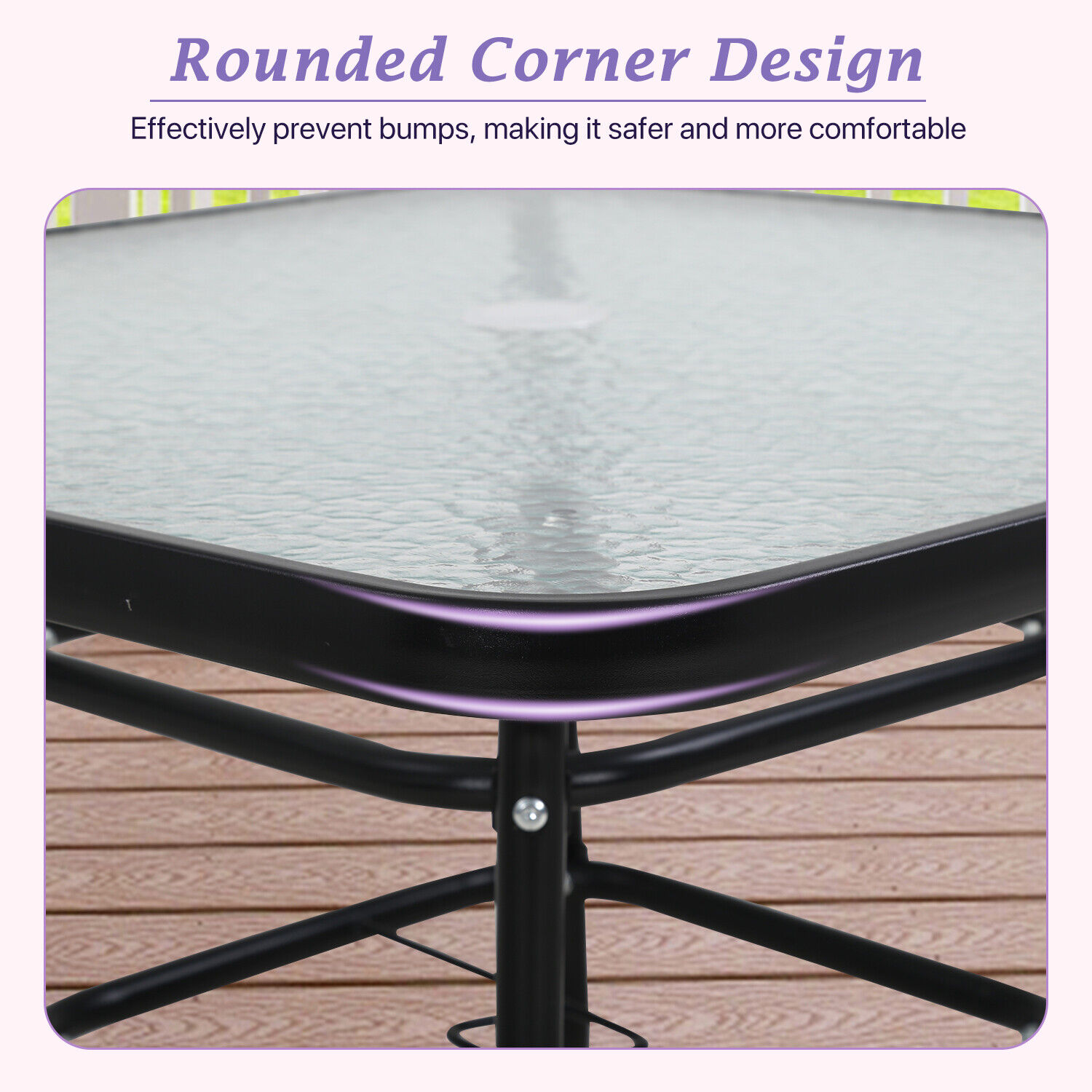 Square Outdoor Patio Dining Table with Umbrella Hole