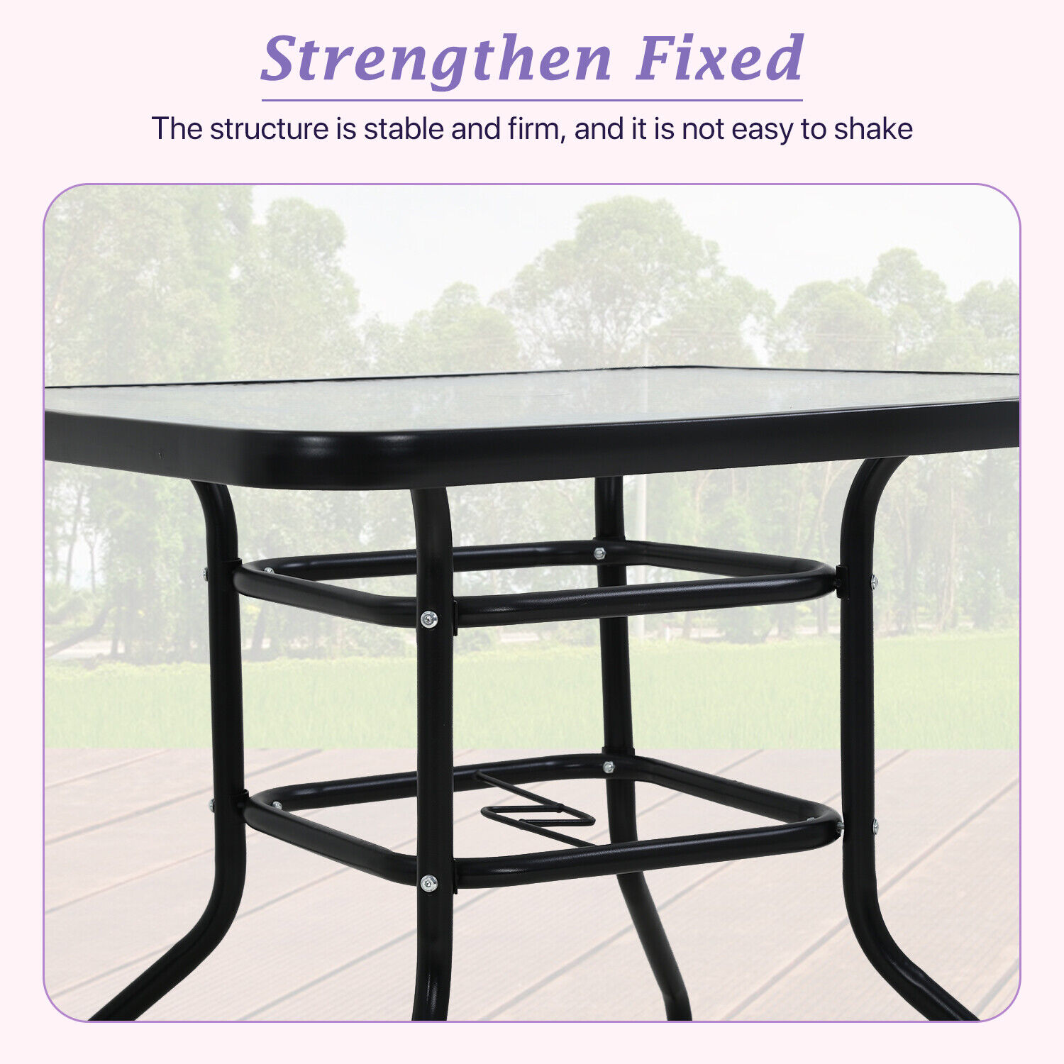 Square Outdoor Patio Dining Table with Umbrella Hole