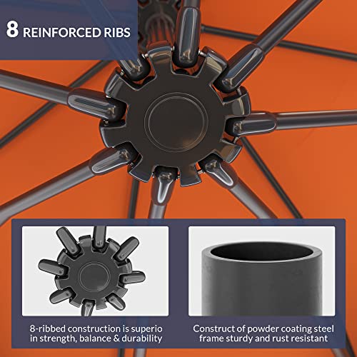 BELLEZE 10FT Cantilever Patio Umbrella with Cross Base, Offset Outdoor Umbrella with 8 Ribs, Tilt Crank, UV Protection Hanging Umbrella for Market Garden Deck Backyard Beach Pool Shade- Orange