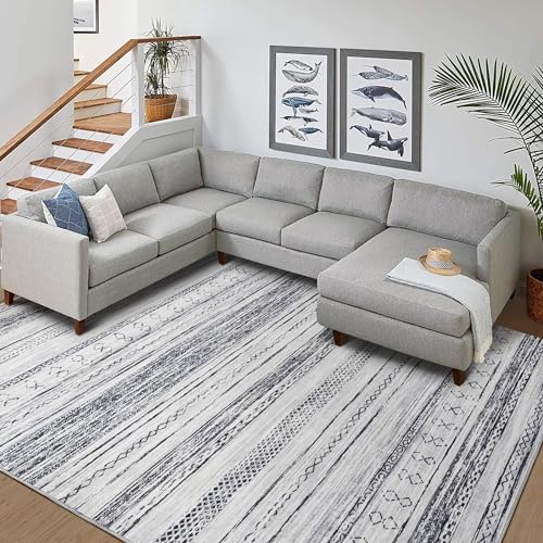 Boho Moroccan Neutral Area Rug - 5x7