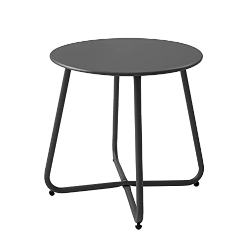 Waterproof Round Metal Outdoor Side Table, Black
