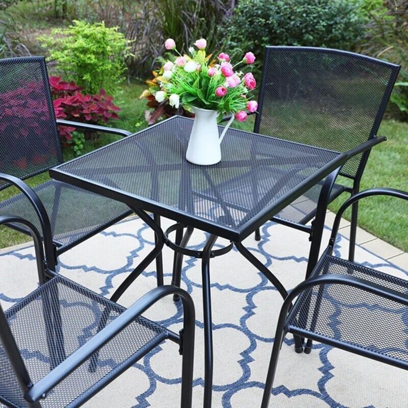 Outdoor Patio Dining Table 4 Person Square Garden Tables Metal Garden Furniture