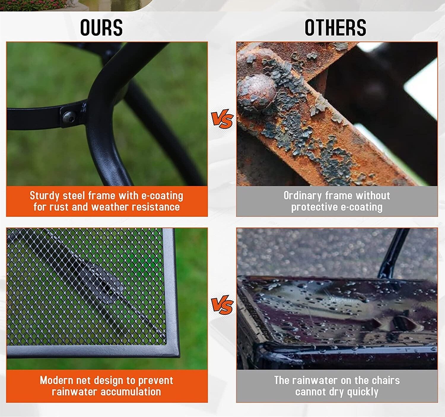 Outdoor Patio Dining Table 4 Person Square Garden Tables Metal Garden Furniture