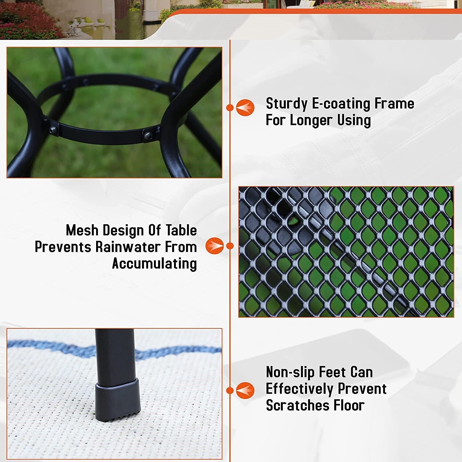 Outdoor Patio Dining Table 4 Person Square Garden Tables Metal Garden Furniture