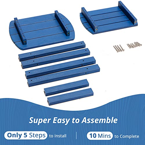 LUE BONA Adirondack Outdoor Side Table, Navy Blue Poly Outdoor Patio End Table Weather Resistant, Pool Composite Plastic Morden Side Table for Patio, Pool, Porch, Garden, Lawn